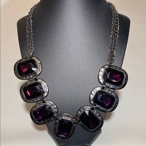 Dramatic Black and Purple Faceted Necklace